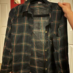 Green and Orange Flannel Shirt